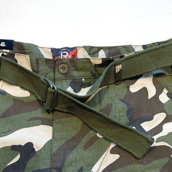 LR Scoop Camo Cargo Shorts Mens 42 Belted Ripstop Camouflage Outdoor Hiking NWT - Picture 7 of 12